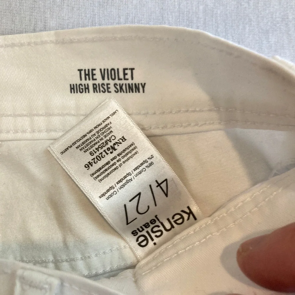 NEW Kensie Jeans 4/27 (26x27) Violet High Rise Skinny White Raw Hem Denim NWT